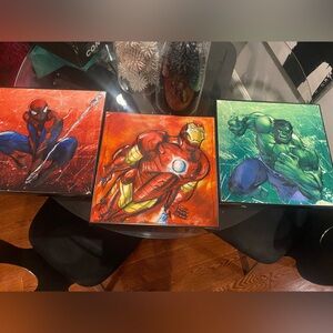 Marvel Avengers Three piece 3D Framed Artwork. (Spider-Man, Hulk, Iron man)